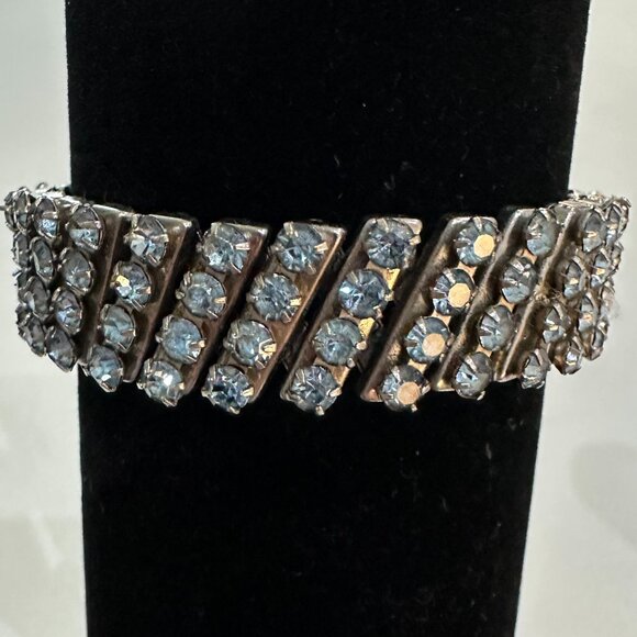 Vintage Watchband Blue Rhinestone Bracelet - Picture 10 of 10